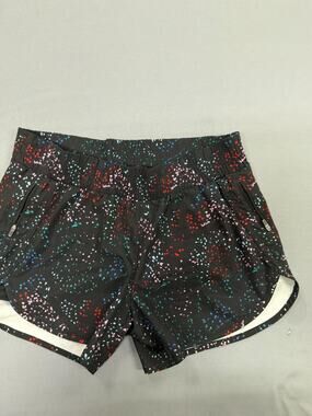 Avia Womens Athletic Running Shorts XL 16/18 Black Colorful Dot Print Lined